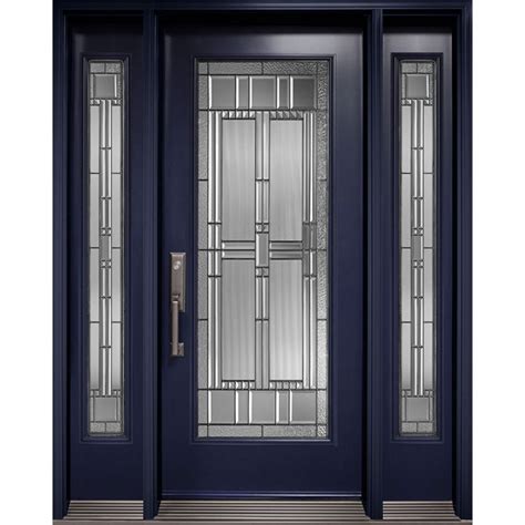 Consider the material that the door uses and its colour in comparison to both your door handles and your house's paint or siding colour. Single entry door with two sidelites and Artisan ...