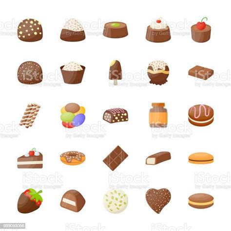 Ilustración De Conjunto De Iconos De Vector De Chocolates Surtidos Y