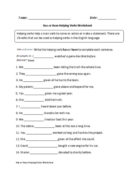verbs worksheets helping verbs worksheets