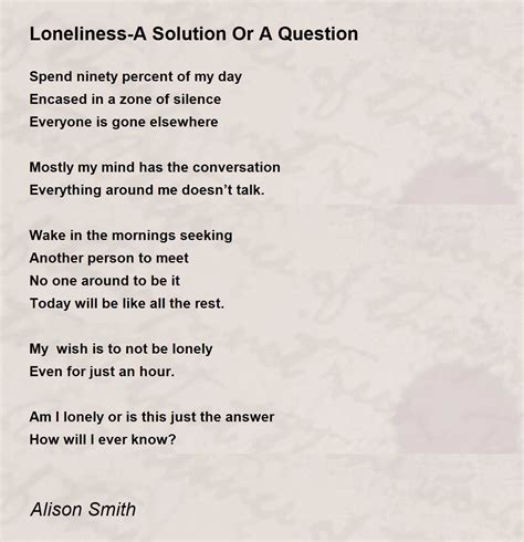 Loneliness A Solution Or A Question Loneliness A Solution Or A