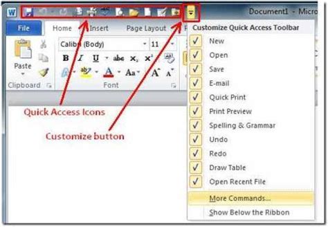 Word Quick Access Toolbar Microsoft Office Specialist Mos