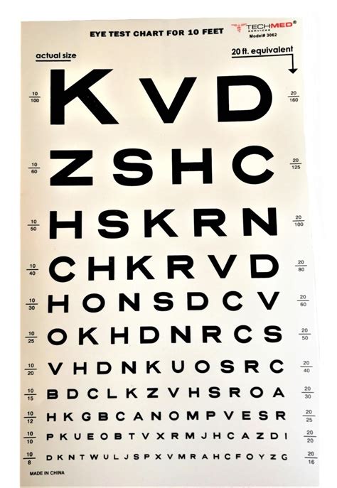 Illuminated Snellen Eye Test Chart For Illuminated Cabinet 14 X 9