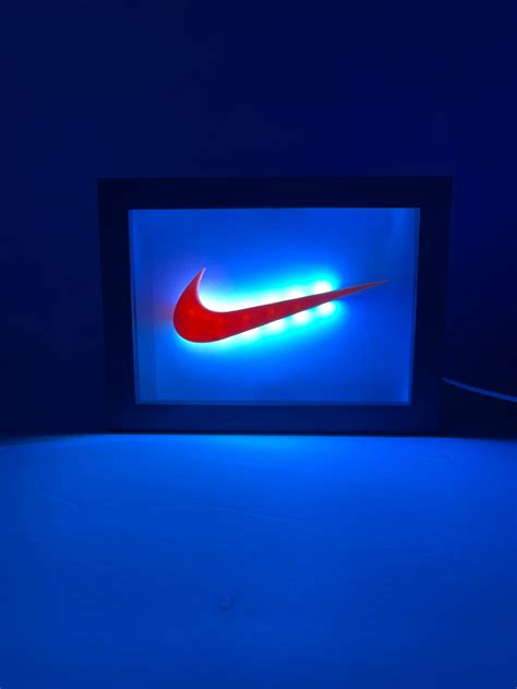 Nike Logo Led Sign Glass Frame Swoosh Air Art Night Light Etsy