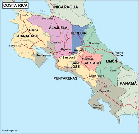 Costa Rica Political Map Order And Download Costa Rica Political Map