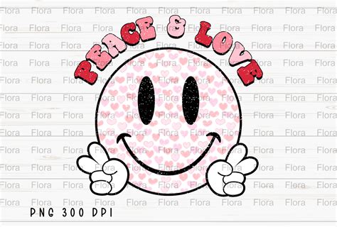 Peace Love Valentines Smiley Face Png Graphic By Flora Co Studio