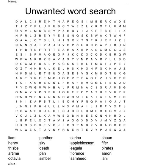 Unwanted Word Search Wordmint