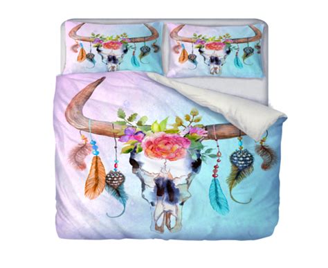 Go boho chic with bohemian bedding, or style your room neutral sheets and duvets for a minimal, elegant look. Boho Chic Bull Skull Comforter Set , available in Twin ...