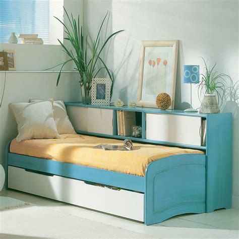49 conception lit mezzanine enfant. Lit avec tiroir et côté de lit bleu et blanc en pin massif ...