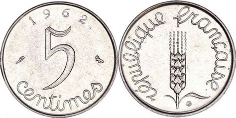 Coin France 5 Centimes Grain Sprig 1962