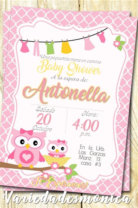 Baby Shower Tarjeta De Invitación Digital Personalizada Buhos Para