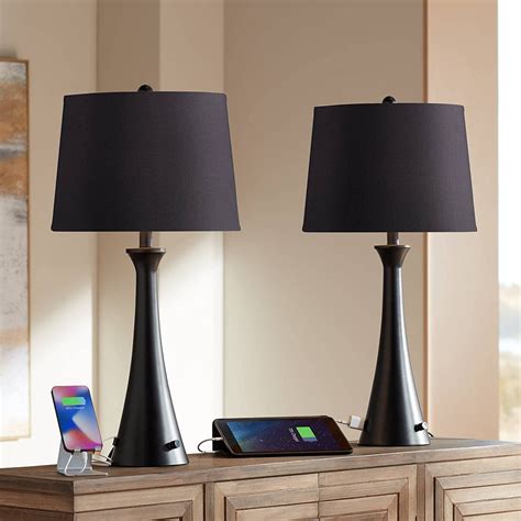 360 Lighting Karl Modern Table Lamps Set Of 2 With Usb And Ac Power