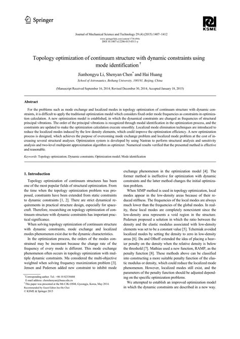 Pdf Topology Optimization Of Continuum Structure With Dynamic