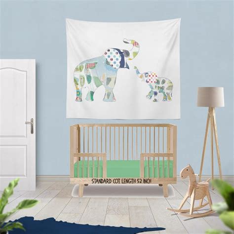 Elephant Tapestry Baby Boy Nursery Tapestry Kids Wall Art Etsy