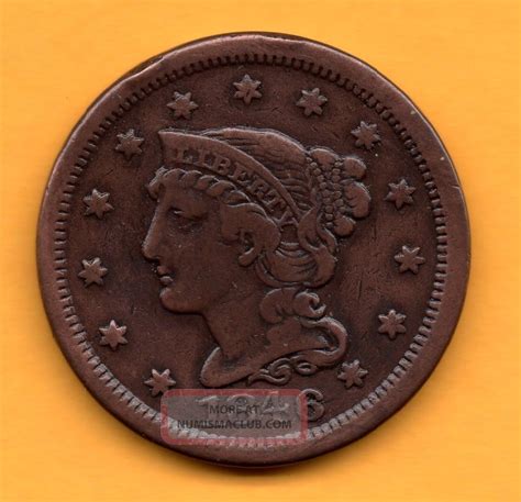 1846 1c Braided Hair Sm Date Large Cent Pq Estate Find Lc411