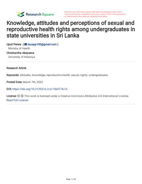 pdf knowledge attitudes and perceptions of sexual and reproductive health rights among