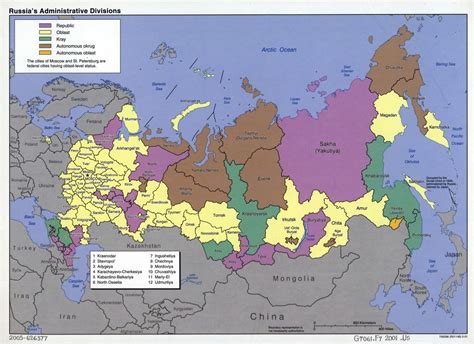 Large Detailed Administrative Divisions Map Of Russia Russia 130320