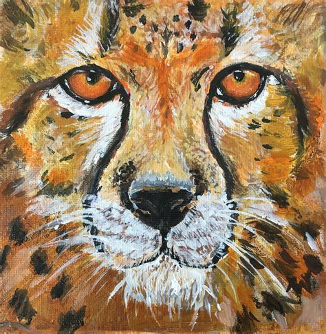 Cheetah Painting Big Five Original Art Hand Painted Etsy