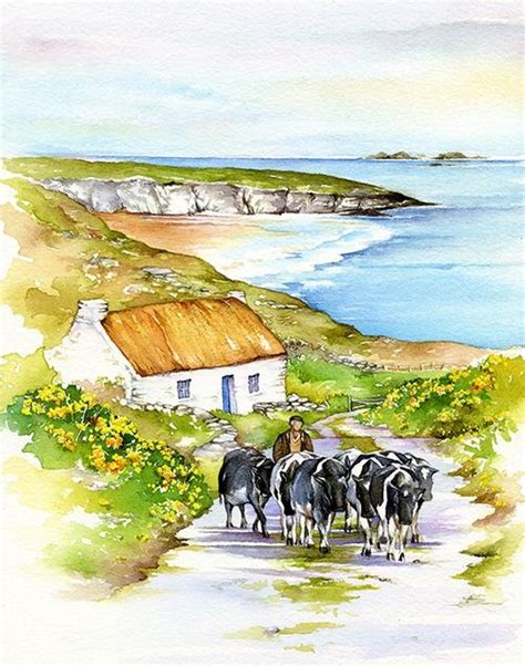 Koeien Irish Art Art Watercolor Landscape