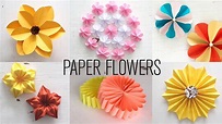 6 Easy Paper Flowers | Flower Making | DIY - YouTube