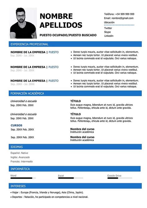 Modelo De Curriculum Vitae Argentina 2021 Descargar Gratis Modelos