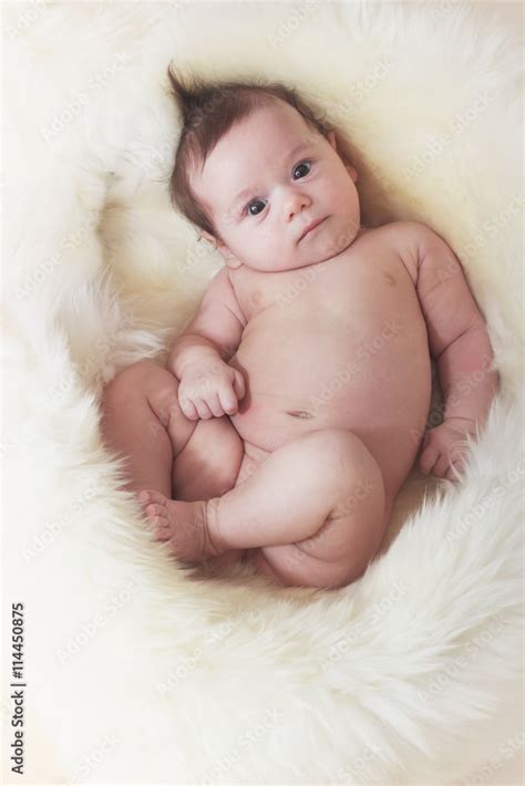 Naked Baby Girl Sweet Naked Baby Girl In Basket Stock Photo Adobe Stock