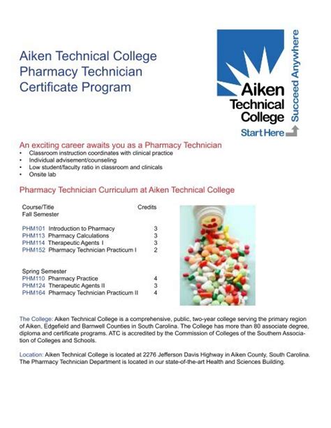 Aiken Technical College Pharmacy Technician Certificate Program