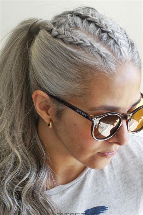 Apply a generous amount of product to damp hair, scrunch, and then you're all set! Gorgeous long hairstyles for gray hair in 2020 | Grey hair updos, Grey hair dye, Grey curly hair