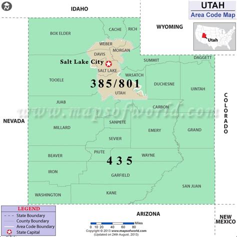 Utah Area Codes Map Of Utah Area Codes