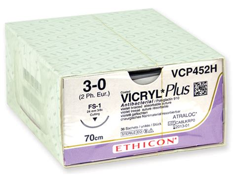 Ethicon Vicryl Plus Absorbable Sutures Gauge 30 Needle 24 Mm Braided