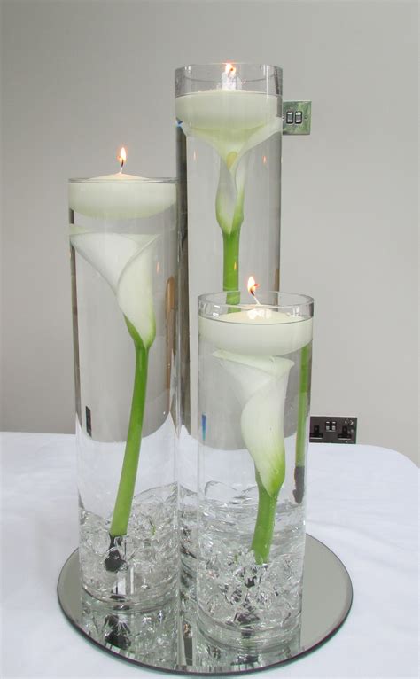 Trio Of Cylinder Candle Vase Centrepieces Hire Myweddinghire Com
