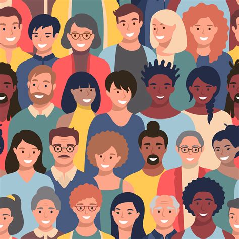 Seamless Pattern With People Faces Of Different Ethnicity And Ages