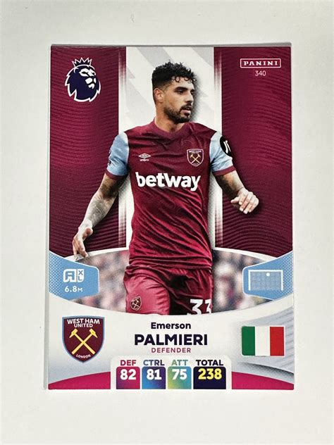 340 Emerson Palmieri West Ham Base Panini Premier League Adrenalyn Xl 2024 Card Solve Collectibles