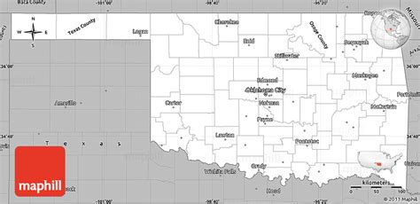 Gray Simple Map Of Oklahoma