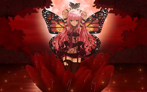 download thigh highs flower pink eyes butterfly long hair pink hair anime angel hd wallpaper