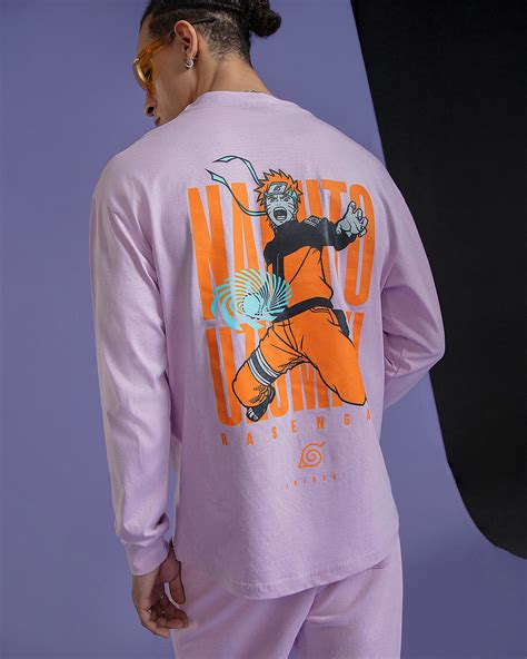 Buy Mens Purple Uzumaki Naruto Graphic Printed Oversized T Shirt