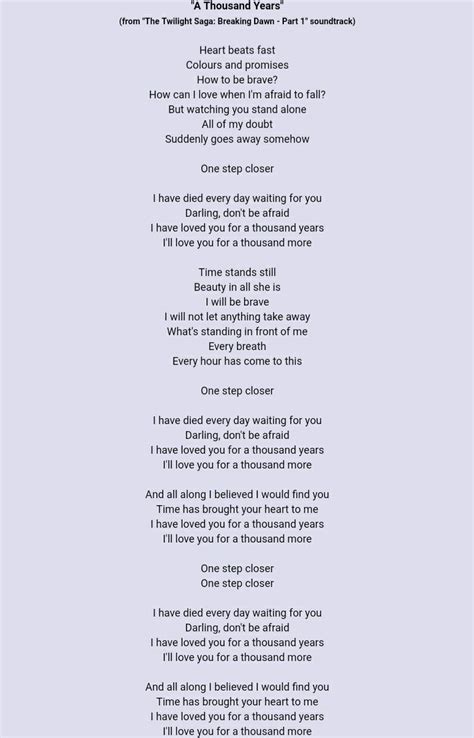 A Thousand Years Lyrics