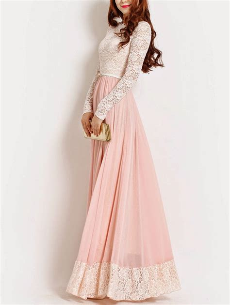 Pink Lace Dress Lace Pink Dress Long Sleeve Lace Chiffon Lace