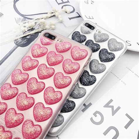 Glitzy Heart Phone Case Bling Phone Case Phone Cases Iphone Cases