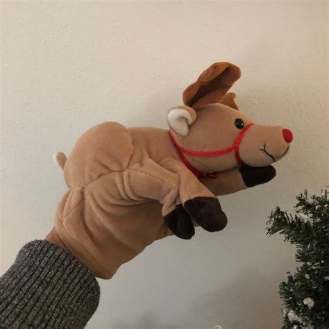 Rudolf Reindeer Hand Finger Puppet Etsy Uk