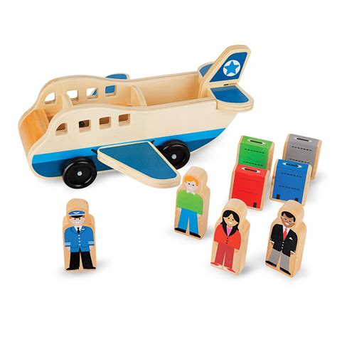 Melissa And Doug Wooden Airplane Play Set With 4 Play Figures And 4