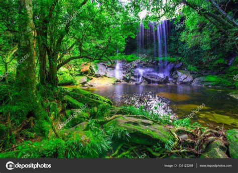 Prachtige Tropisch Regenwoud Waterval In Diepe Bossen Phu Kradueng