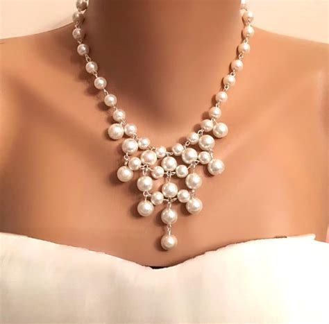 Chunky Pearl Necklace Layared Pearl Necklace Bridal Pearl Etsy Chunky Pearl Necklace Bridal