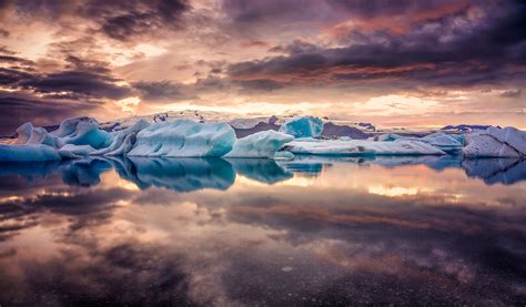 Wallpaper Iceland Jokulsarlon Glacier Lagoon Sunset