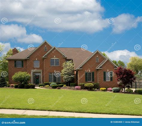 Brick Suburban Home Stock Photo Image Of Rural Spring 5580400