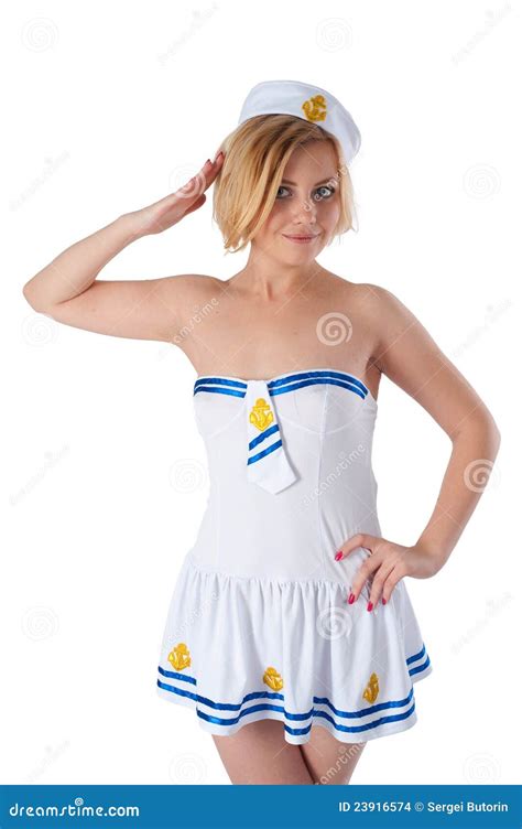 Young Beautiful Sailor Woman Stock Photo Image Of Attractive