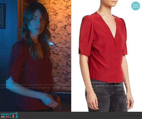 Chloes Red V Neck Button Front Top On Lucifer Outfit Details