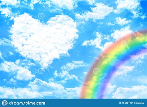 Clouds Heart With Rainbow Stock Image Image Of Dreams