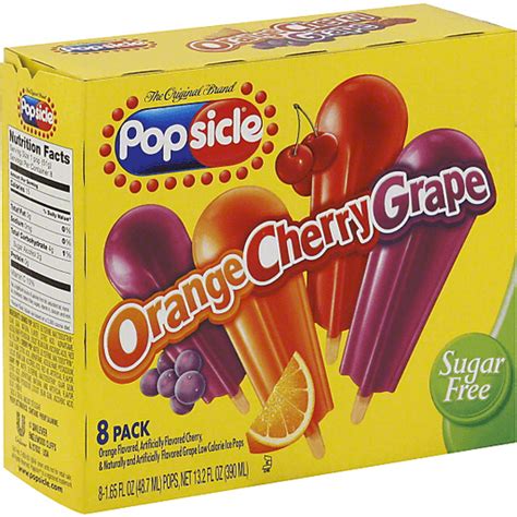 Popsicle Orange Cherry Grape Flavored Ice Pops 8 Ct Box Popsicles