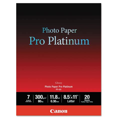 Canon Photo Paper Pro Platinum High Gloss 8 12 X 11 80 Lb White