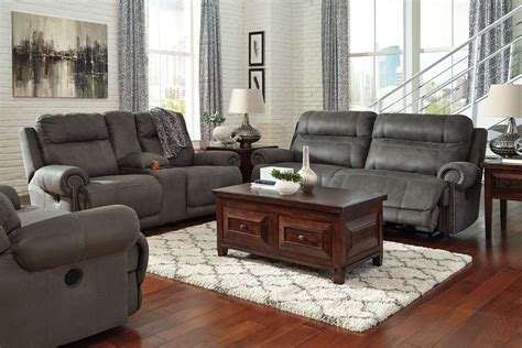 Austere Gray Reclining Living Room Set From Ashley 3840181 Coleman